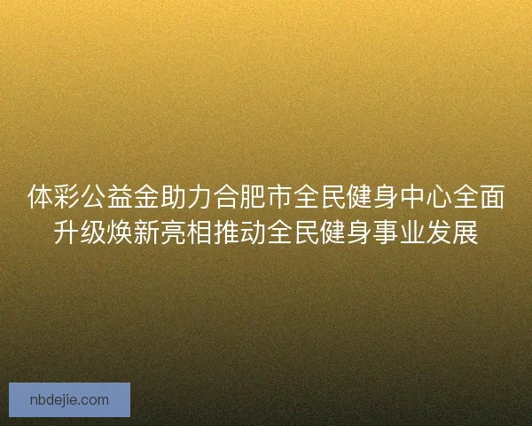 体彩公益金助力合肥市全民健身中心全面升级焕新亮相推动全民健身事业发展 体彩公益金助力合肥市全民健身中心全面升级焕新亮相推动全民健身事业发展