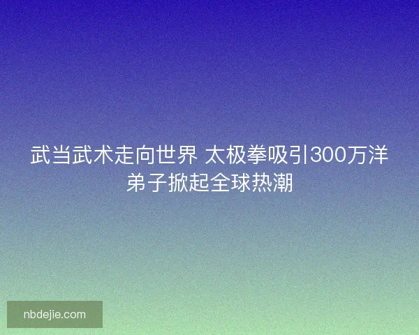 武当武术走向世界 太极拳吸引300万洋弟子掀起全球热潮 武当武术走向世界 太极拳吸引300万洋弟子掀起全球热潮